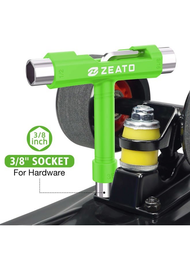 Zeato All-In-One Skate Tools Multi-function Portable Skateboard T Tool Accessory with T-type Allen Key and L-type Phillips Head Wrench Screwdriver - Green - Image 5