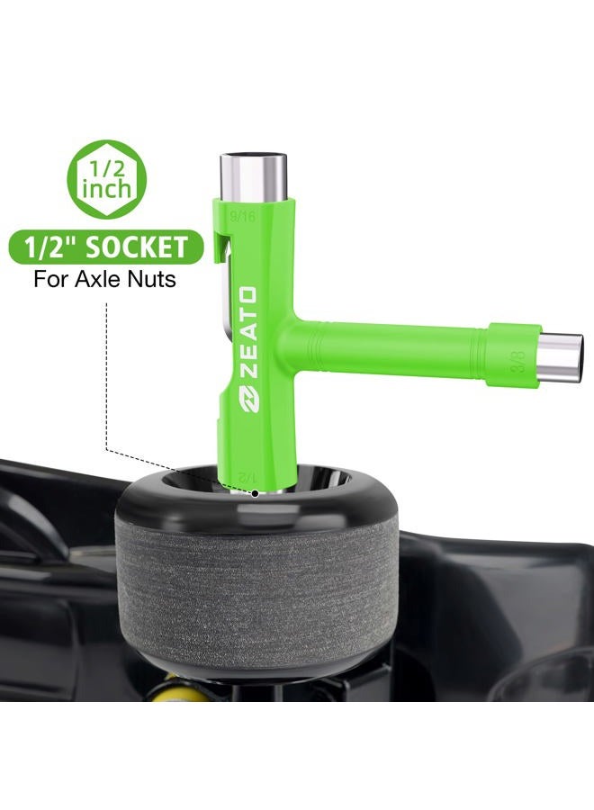 Zeato All-In-One Skate Tools Multi-function Portable Skateboard T Tool Accessory with T-type Allen Key and L-type Phillips Head Wrench Screwdriver - Green - Image 4