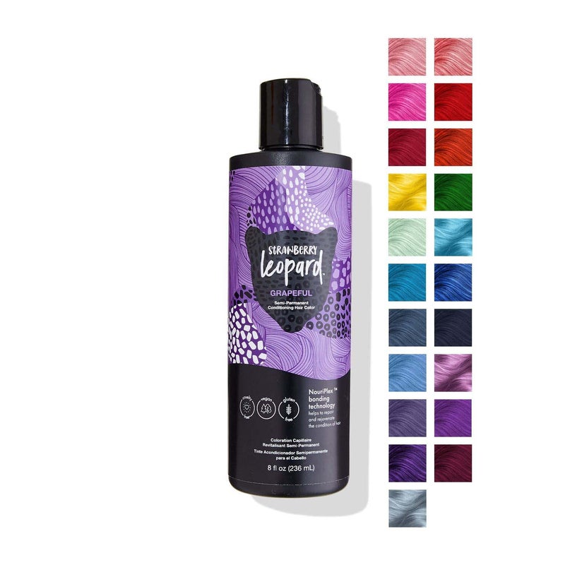 Strawberry Leopard Grapeful Semi Permanent Conditioning Hair Color, Repairs and Rejuvenates Hair, All Hair Types and Textures, Vegan, CrueltyFree, GlutenFree, 8 Fl. Oz. - Image 1