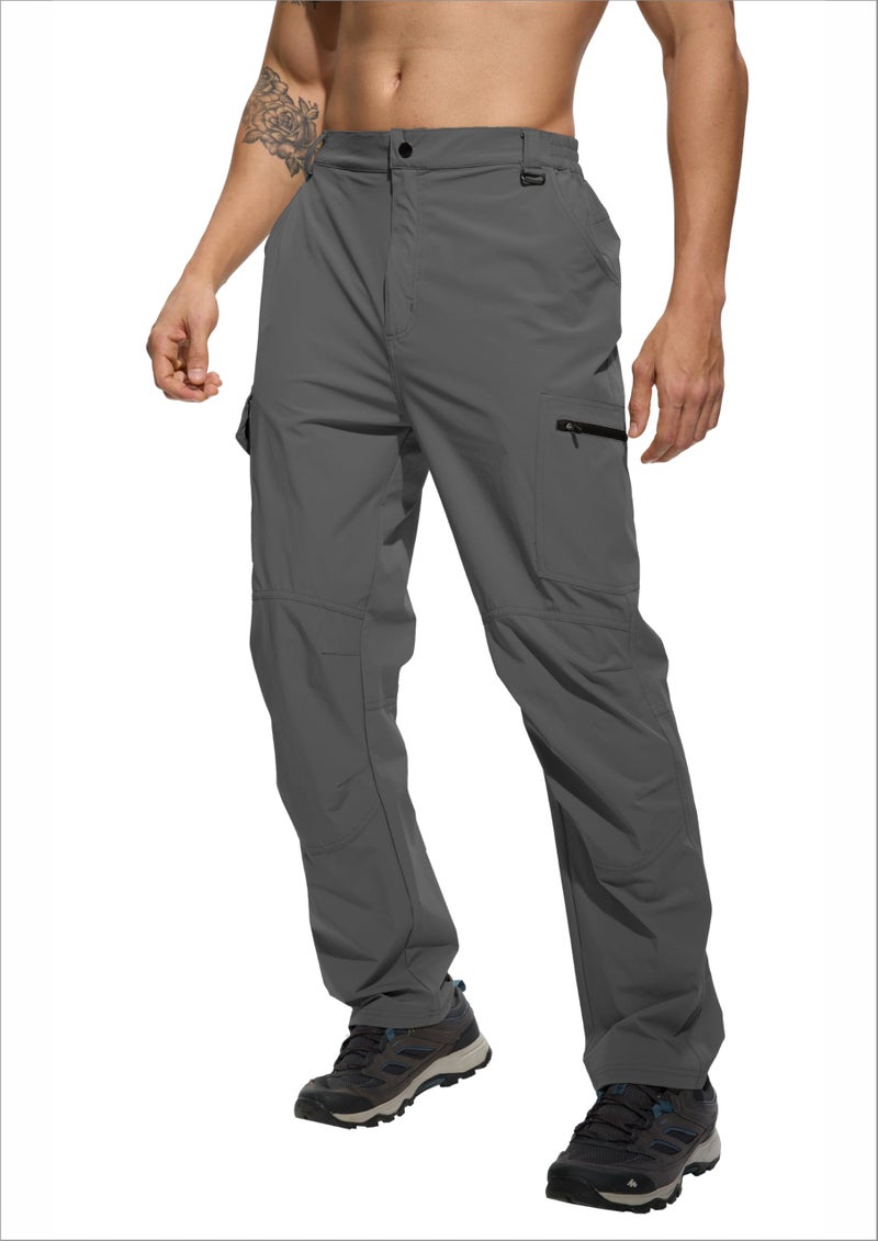 LINLANG EN Mens Cargo Pants Water Resistant Lightweight Quick Dry Work Pants Travel Fishing Climbing Outdoor Hiking Pants Dark Grey-S-32 - Image 2
