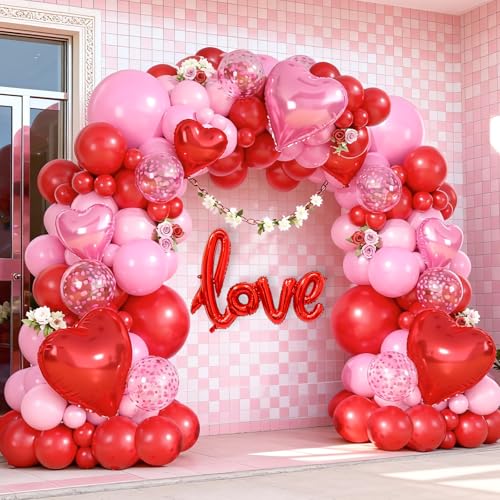 Vibzox Valentines Day Balloon Arch Kit Decorations Pink Red Balloons with Heart LOVE Foil Balloons for Valentines Day Anniversary Birthday Wedding Decorations - Image 5