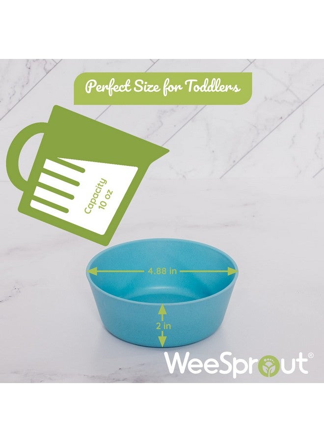 WeeSprout Bamboo Kids Bowls, Set of Four 10 oz Kid-Sized Dinnerware, Cereal, Leftovers & Snack Bowl, Dishwasher Safe (Blue, Yellow, Orange, & Red, 10 Oz) - Image 2