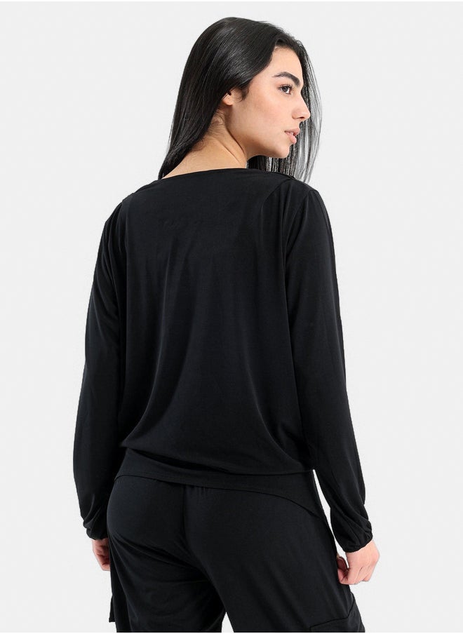 Clue - Asymmetrical Cowl Neck Top - Image 1