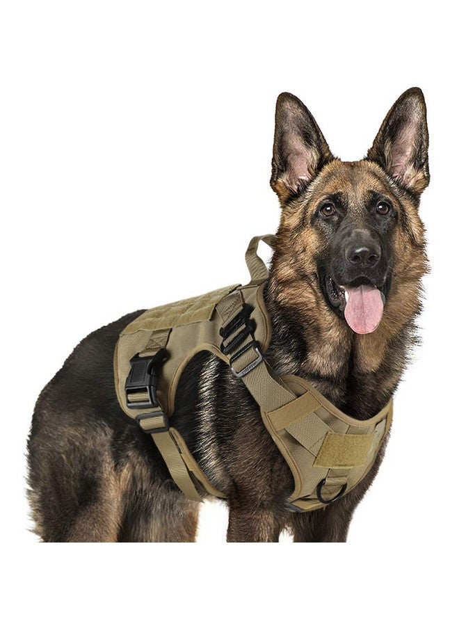 rabbitgoo Tactical Dog Harness Medium Sized, Heavy Duty Pet Harness with Handle, No-Pull Service Vest Medium Breed, Adjustable Military Dog Vest for Training Hunting Walking, Brown, M - Image 1