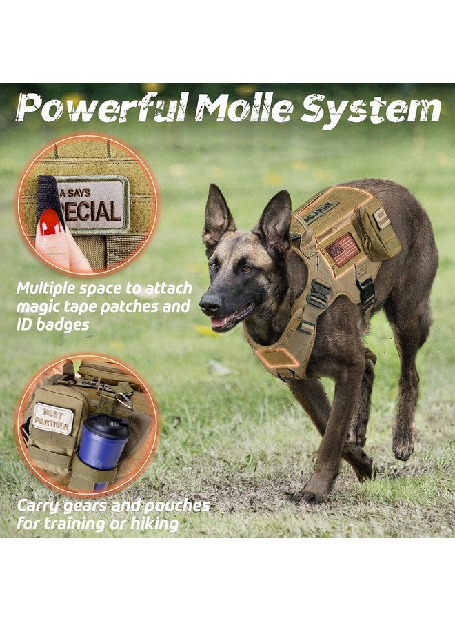 rabbitgoo Tactical Dog Harness Medium Sized, Heavy Duty Pet Harness with Handle, No-Pull Service Vest Medium Breed, Adjustable Military Dog Vest for Training Hunting Walking, Brown, M - Image 4