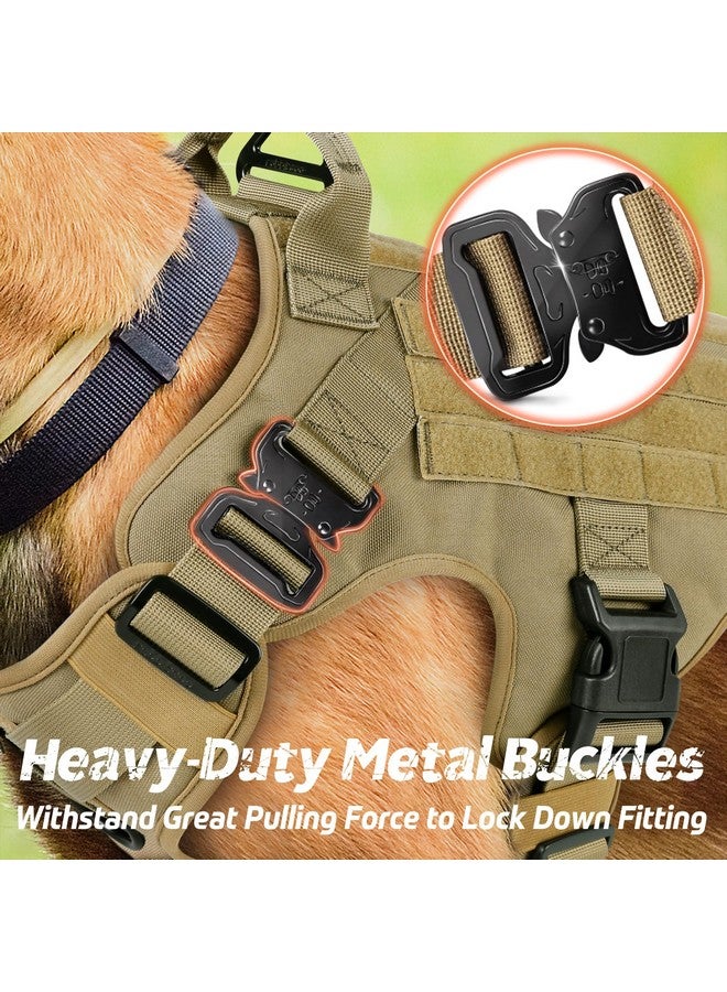rabbitgoo Tactical Dog Harness Medium Sized, Heavy Duty Pet Harness with Handle, No-Pull Service Vest Medium Breed, Adjustable Military Dog Vest for Training Hunting Walking, Brown, M - Image 3