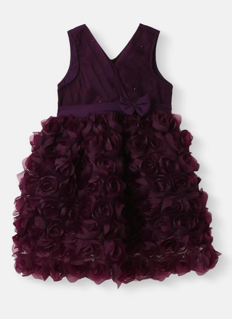 Nautinati Nautinati Girls' Party Frock With Roses and Pearl Embellishment