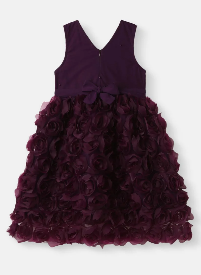Nautinati Nautinati Girls' Party Frock With Roses and Pearl Embellishment