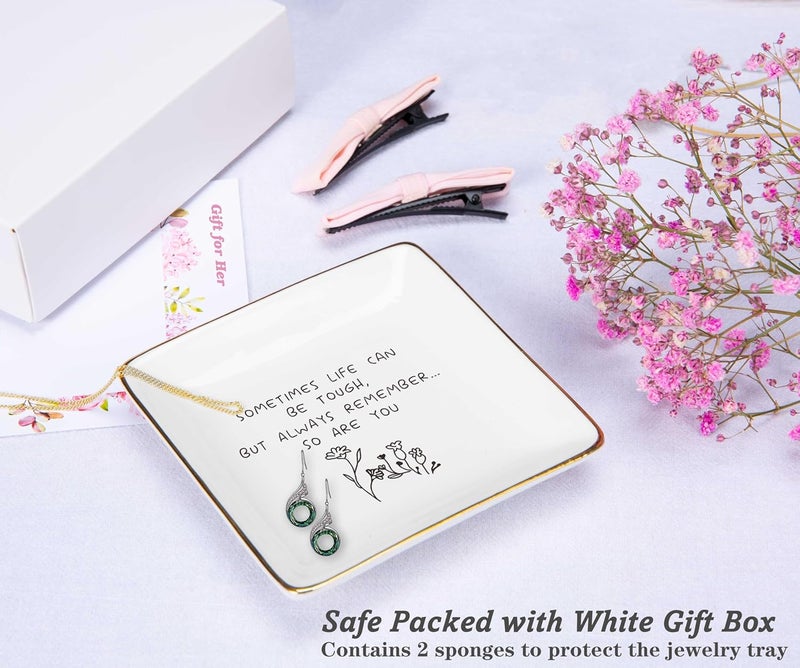 NZY Stay Strong-Sympathy Gift-Inspirational Quotes Gifts for Women-Affirmations Gifts-Positive Motivational Gifts,Encouragement Gifts-Christmas Gifts-Ceramic Jewelry Tray Trinket Holder Ring Dish - Image 2