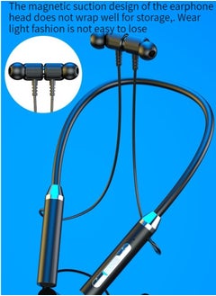 Generic wireless bluetooth headset sports binaural in-ear neck hanging neck headset super long standby battery life (black)  - Image 2