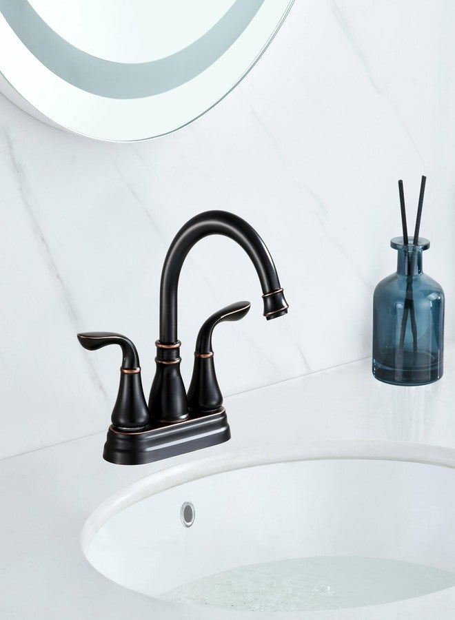 Derengge Two-Handle Oil Rubbed Bronze Bathroom Faucet with Pop up Drain,360° Swiwel Spout Bathroom Sink Faucet,045-FS NB - Image 3