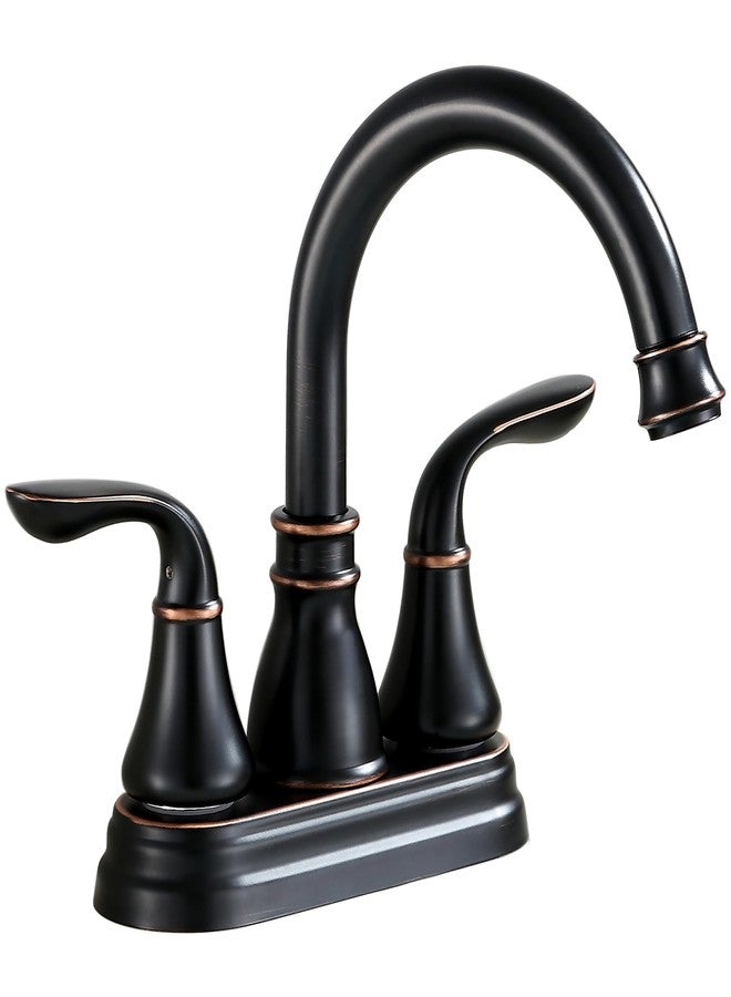 Derengge Two-Handle Oil Rubbed Bronze Bathroom Faucet with Pop up Drain,360° Swiwel Spout Bathroom Sink Faucet,045-FS NB - Image 1