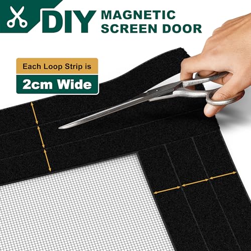 HADOR Adjustable Magnetic Screen Door Fit Door Size Width 70" - 74" Height 80" - 82", DIY Widen Heavy Duty Door Net Screen Mesh with Strong Magnet for Sliding Glass, Black - Image 3