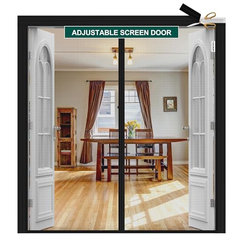 HADOR Adjustable Magnetic Screen Door Fit Door Size Width 70" - 74" Height 80" - 82", DIY Widen Heavy Duty Door Net Screen Mesh with Strong Magnet for Sliding Glass, Black - Image 1
