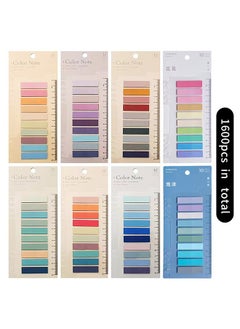 Beauenty 1600-piece Waterproof Index Stickers Sticky Notes, Removable Self-Adhesive Index Tabs (Repeatable Paste), Morandi Color Writable Note Page Markings Bookmarks Index Labels Memo Stickers, for School Office  - Image 1
