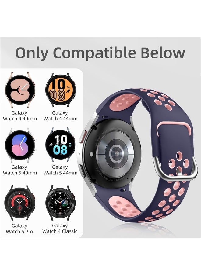 DAQIN 6 PACK No Gap Bands Only Compatible with Samsung Galaxy Watch 5 Band/Galaxy Watch 4 Band 40mm 44m/Galaxy Watch 5 Pro Band 45mm/Watch 4 Classic Band, 20mm Soft Silicone Sport Bands for Women & Men - Image 4