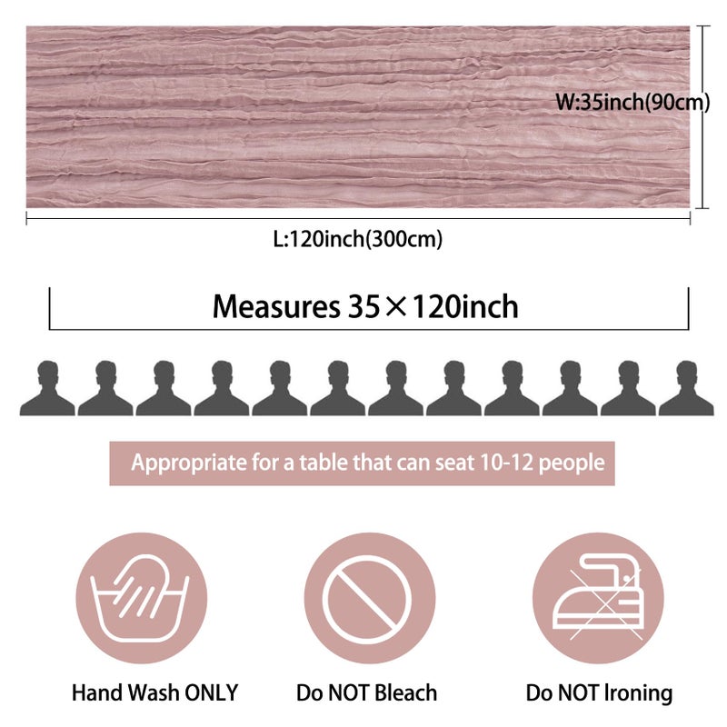 Fivenl 12 Pack 10Ft Cheesecloth Table Runner 35x120 Inch Boho Gauze Rustic Cheese Cloth Long Romantic Table Runner for Wedding Bridal Shower Birthday Party Table Decor (Dusty Pink) - Image 2