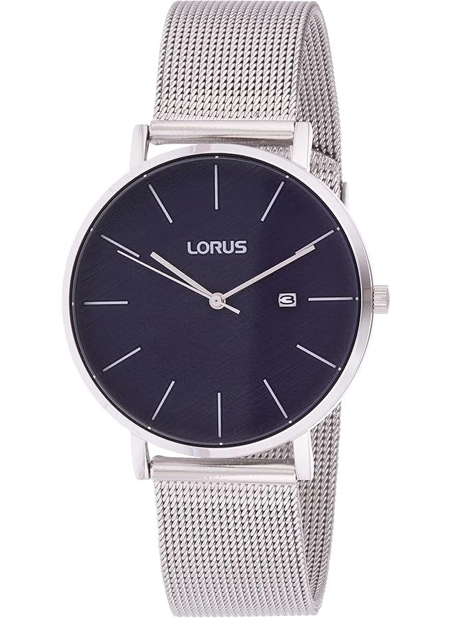 لوراس ساعة كوارتز رجالية بسوار من الفولاذ المقاوم للصدأ، فضية اللون، موديل Rh903Lx8 - Image 1