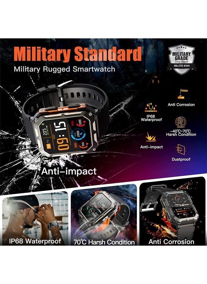 DMG TECH - DMG 1.83" Military Smart Watches for Men with Bluetooth Call Activity Tracker with 123 Sports Modes IP68 Waterproof Men's Smartwatch with Heart Rate Blood Pressure Sleep Monitor - Image 1