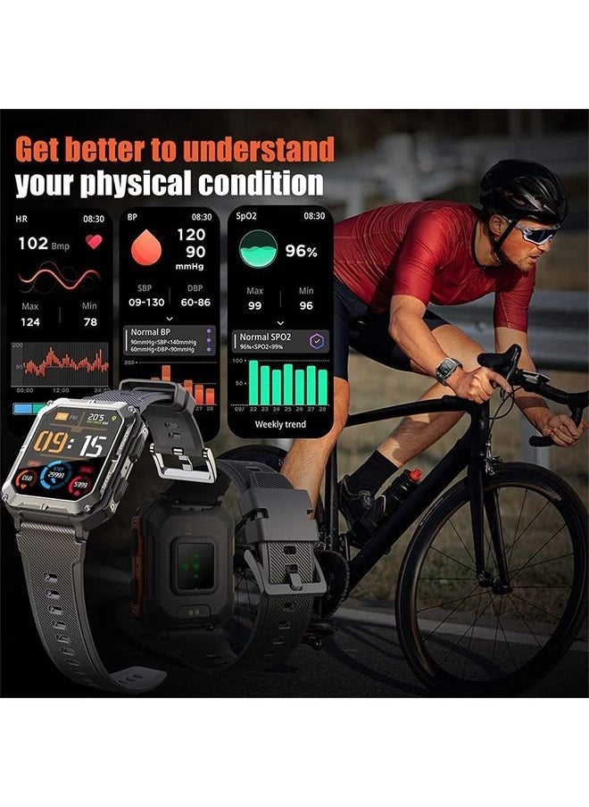 DMG TECH - DMG 1.83" Military Smart Watches for Men with Bluetooth Call Activity Tracker with 123 Sports Modes IP68 Waterproof Men's Smartwatch with Heart Rate Blood Pressure Sleep Monitor - Image 1