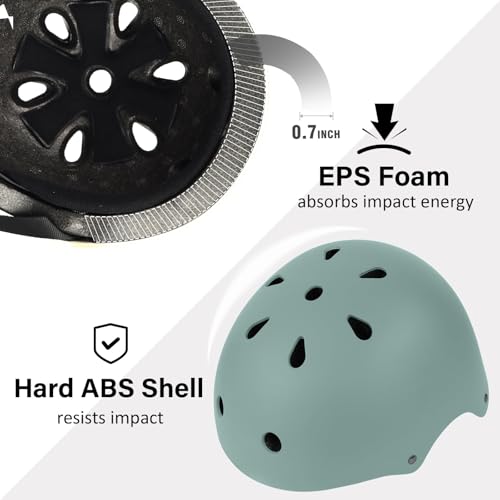OUWOR Adult Skateboard Bike Helmet for Men and Women, Lightweight Adjustable, Multi-Sport for Bicycle Skate Scooter (Misty Blue, Large) - Image 3