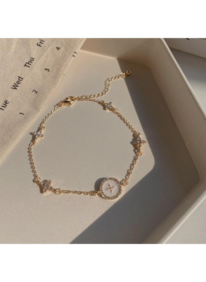 نيبمينينت Korean Vintage Pearl Bracelet Women High-end Sense Niche Titanium Steel Couples Jewelry 