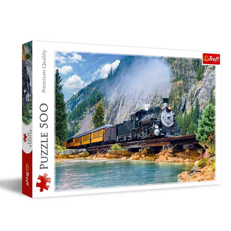Trefl Red 500 Piece Jigsaw Puzzle Mountain Train 19x13 Print DIY Puzzle Creative Fun Classic Jigsaw for Adults and Children from 10 Years Old - Image 3