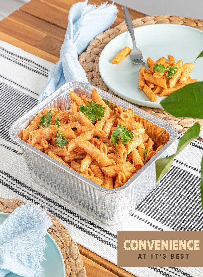 PLASTICPRO مجموعة PLASTICPRO من 10 صواني ألومنيوم مقاس 8 × 10 بوصة للاستخدام مرة واحدة مع أغطية، صواني فويل شديدة التحمل بوزن 5 أرطال للخبز والطبخ - Image 3