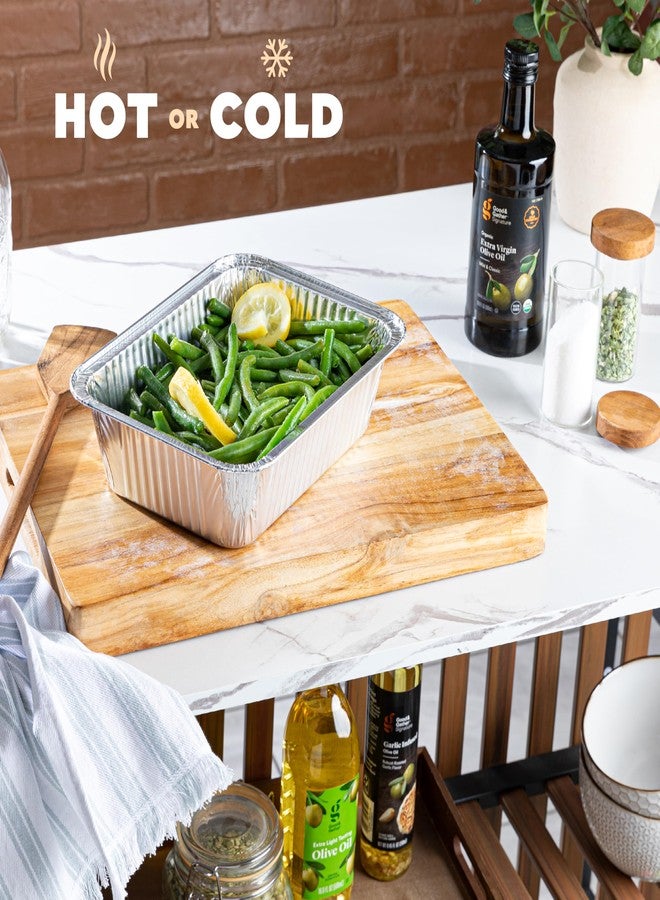 PLASTICPRO مجموعة PLASTICPRO من 10 صواني ألومنيوم مقاس 8 × 10 بوصة للاستخدام مرة واحدة مع أغطية، صواني فويل شديدة التحمل بوزن 5 أرطال للخبز والطبخ - Image 4