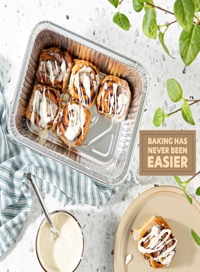 PLASTICPRO مجموعة PLASTICPRO من 10 صواني ألومنيوم مقاس 8 × 10 بوصة للاستخدام مرة واحدة مع أغطية، صواني فويل شديدة التحمل بوزن 5 أرطال للخبز والطبخ - Image 2