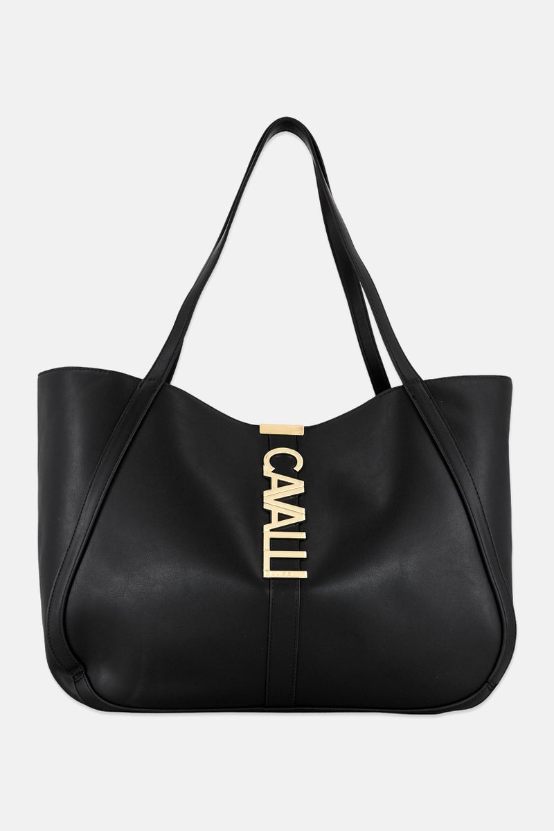 Cavalli Class Women Alessandra Brand Logo Tote Bag, Black  - Image 1