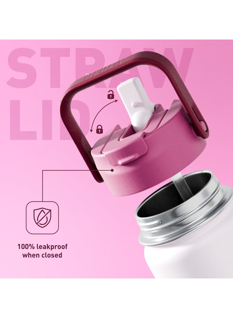 BEOLA 550ml Kids Water Bottle 18/8 Stainless Steel Double Wall Insulated Thermos Bottle with Straw Lid and Wide Mouth, Hot Cold Liquids Sports School Bottle (19oz, Blush&Bows)  - Image 5