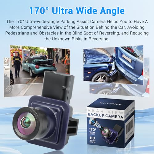 KUTTOLE Rear View Backup Camera Compatible with Ford Escape 2014 2015 2016 Parking Assist Camera 170°Ultra Wide Angle HD Night Vision Waterproof Escape Accessories Reverse Camera EJ5Z-19G490-A GJ5T19G490AD - Image 3