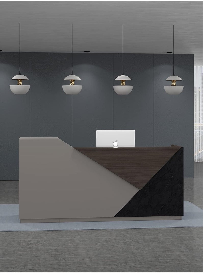 Neo Front Neo Front Reception Desk with Drawer for Office, Clinic, Corporate Events, Hospital, Restaurant, Banks, Warehouse & Executive Spaces – Modern Brown Reception Furniture – TC-QT668-1.6M  - Image 2