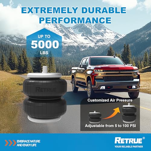 RETRUE Rear Air Bags Suspension Kit Compatible with 2019-2025 Chevrolet Chevy Silverado GMC Sierra 1500 Truck Towing, 5000 Lbs of Load Leveling Capacity, Replacement for Firestone 2609 - Image 4