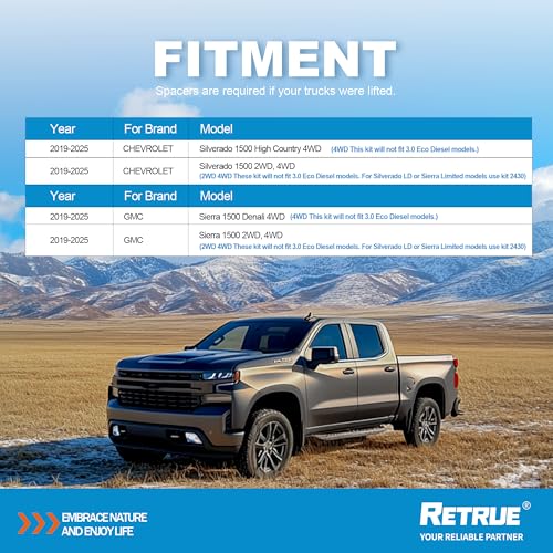 RETRUE Rear Air Bags Suspension Kit Compatible with 2019-2025 Chevrolet Chevy Silverado GMC Sierra 1500 Truck Towing, 5000 Lbs of Load Leveling Capacity, Replacement for Firestone 2609 - Image 2