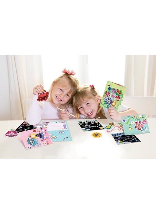 Avenir Scratch Flowers Arts And Crafts Greeting Cards Set Make Beautiful Greetings Cards Scratch Art 3 Plus  - Image 2