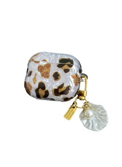 Suitable For AirPods 4 Earphone Protective Cover Simple Shell Tpu Soft Shell Apple Pro2 Pearl Pendant-Color:Leopard Print-Applicable Models:Airpods 4th Generation