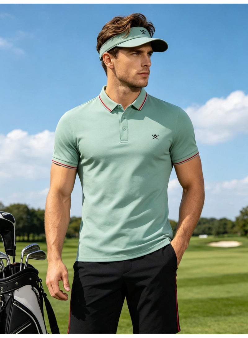 Hackett London Unisex striped collar golf Polo shirt breathable quick-drying simple LOGO printed short-sleeved sports casual shirt. - Image 4