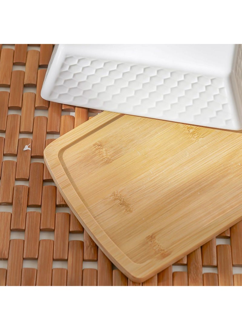 DANUBE HOME Princess 2-Piece Butter Dish with Lid – Elegant Covered Butter Container for Kitchen Counter, Dining Table & Fridge – Ideal for Standard Butter Blocks L20.8xW14xH8.5 Cm White - Image 2