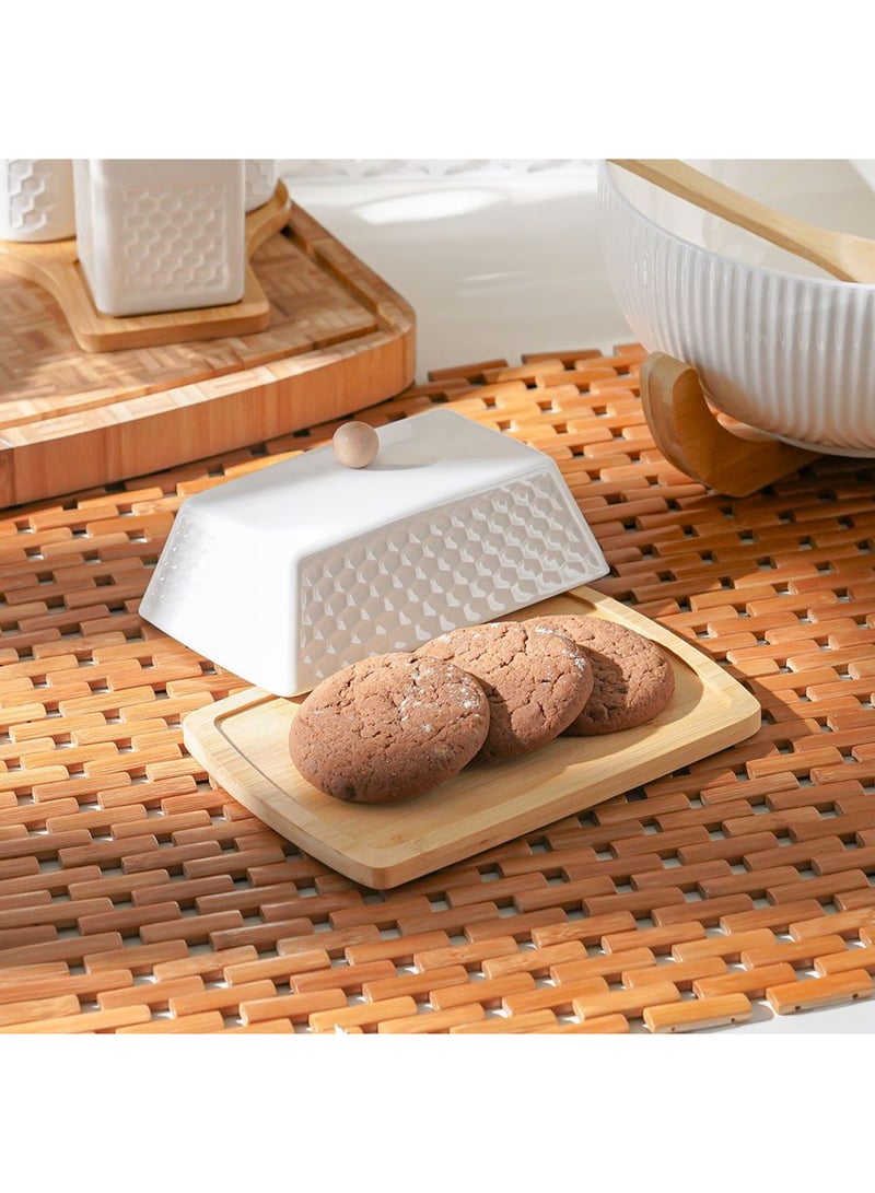 DANUBE HOME Princess 2-Piece Butter Dish with Lid – Elegant Covered Butter Container for Kitchen Counter, Dining Table & Fridge – Ideal for Standard Butter Blocks L20.8xW14xH8.5 Cm White - Image 3