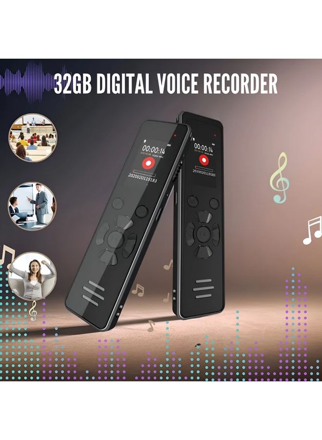 Black 32GB Voice Recorder HD Audio Timed Recording Noise Reduction 35mm Jack - Image 2