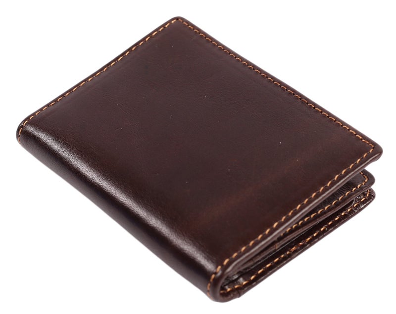 Easyoulife محفظة رجال سهلة الحياة RFID نحيفة جيب أمامي جلد طبيعي قابلة للطي لحامل الهوية/بطاقة الائتمان بني - Image 5