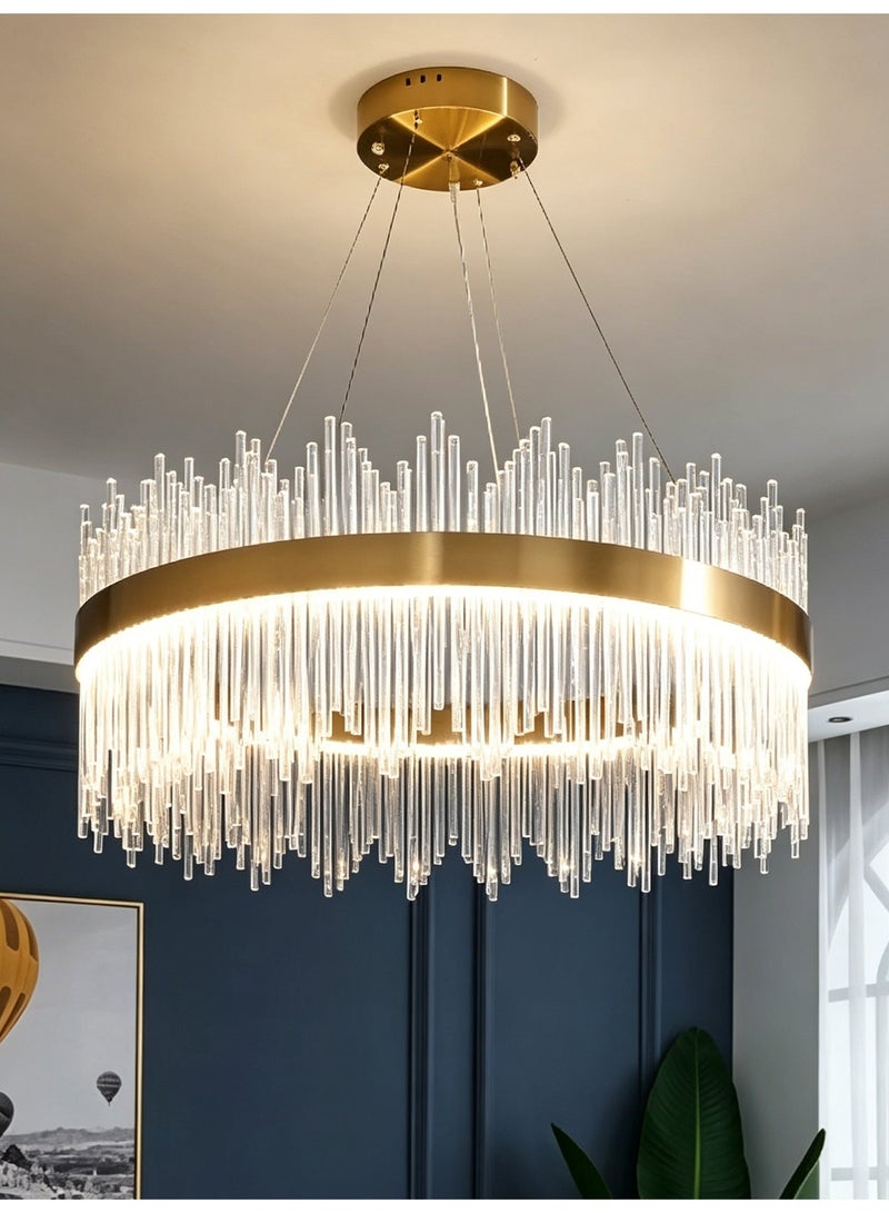 Gold Acrylic Chandelier, Modern LED Pendant Light for Living Room Dining Room Majlis Foyer - Image 1