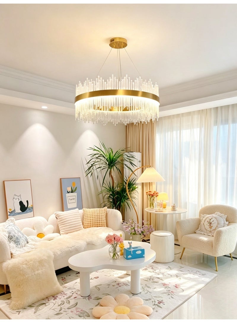 Gold Acrylic Chandelier, Modern LED Pendant Light for Living Room Dining Room Majlis Foyer - Image 3