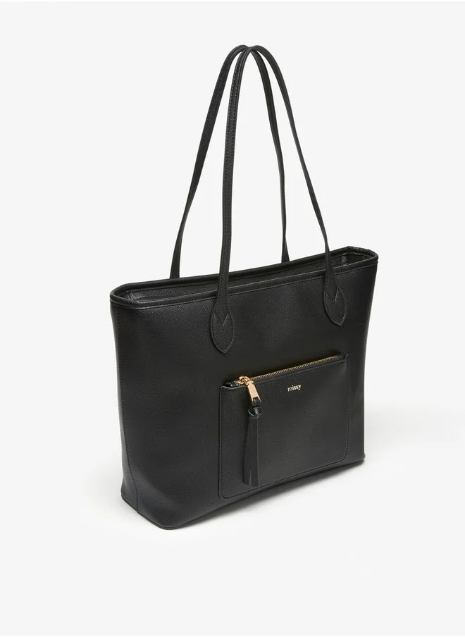 MISSY Solid Tote Bag with Top Handles and Zip Closure