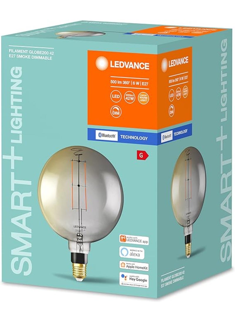 LEDVANCE Smart Led Lamp With Bluetooth E27 Dimmable Warm White (2700 k) Replaces Incandescent Lamps With 37 W Controllable With Alexa & Google Smart + Filament Globe Dim 1-Pack
