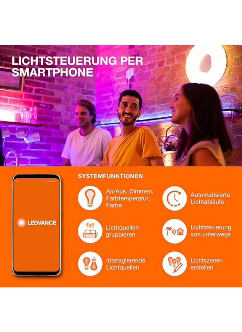 LEDVANCE Smart Led Lamp With Bluetooth E27 Dimmable Warm White (2700 k) Replaces Incandescent Lamps With 37 W Controllable With Alexa & Google Smart + Filament Globe Dim 1-Pack