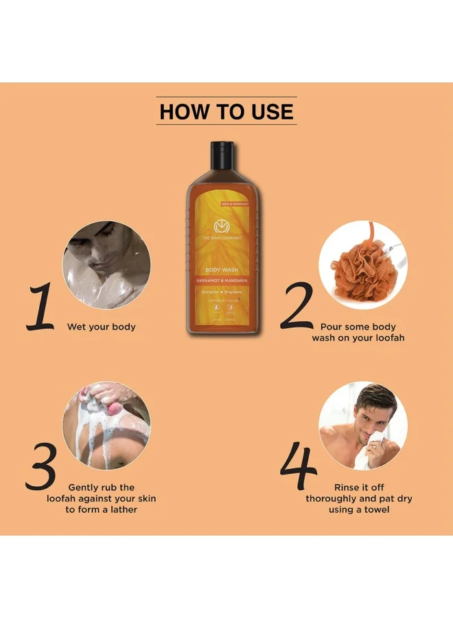 The Man Company  Perfumed Body Wash- Bergamot & Mandarin | Shower Gel for Glowing & Bright Skin | With Turmeric & Orange Peel Extract | Long-Lasting Fragrance | Toxin-Free- 200 ml  | Best Price UAE