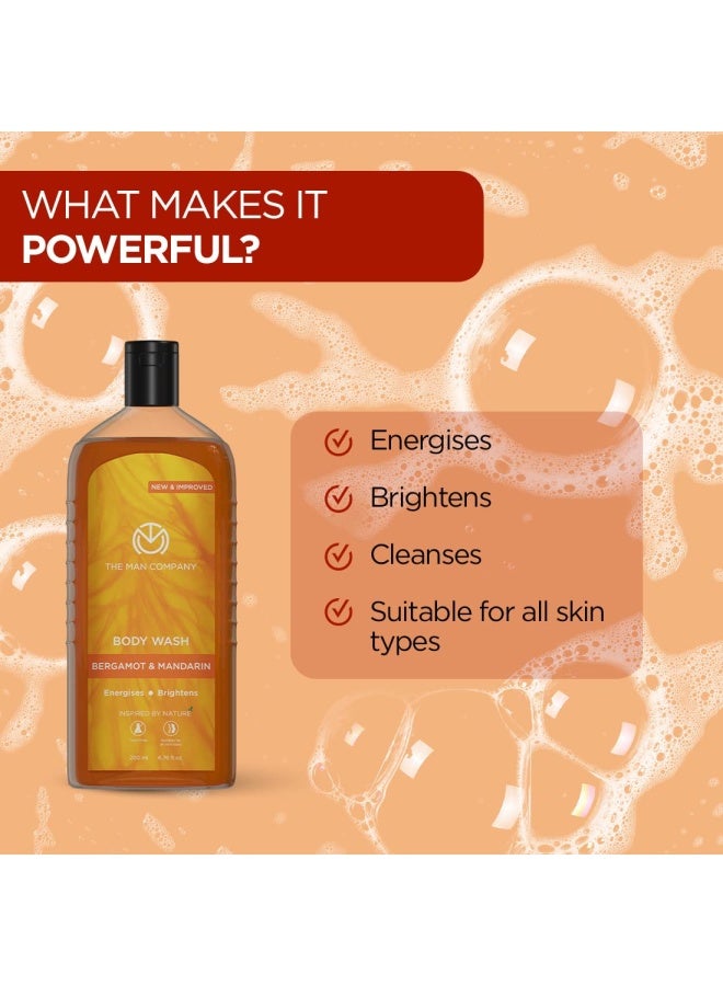 The Man Company Perfumed Body Wash- Bergamot & Mandarin | Shower Gel for Glowing & Bright Skin | With Turmeric & Orange Peel Extract | Long-Lasting Fragrance | Toxin-Free- 200 ml  - Image 2